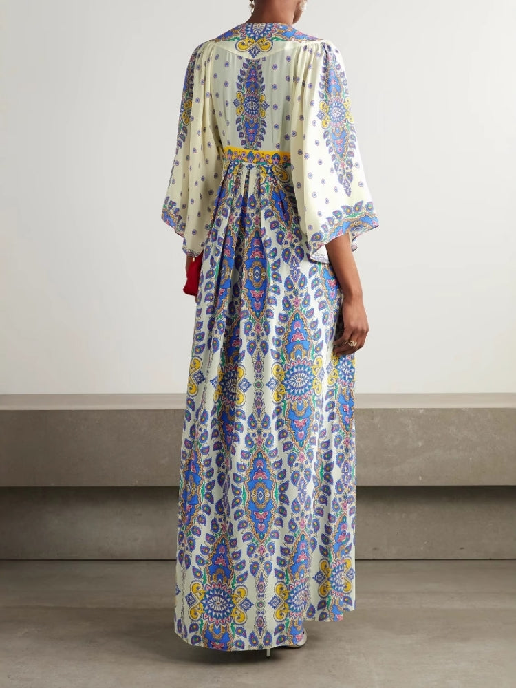 Casual Loose Printed V-Neck Maxi Dress