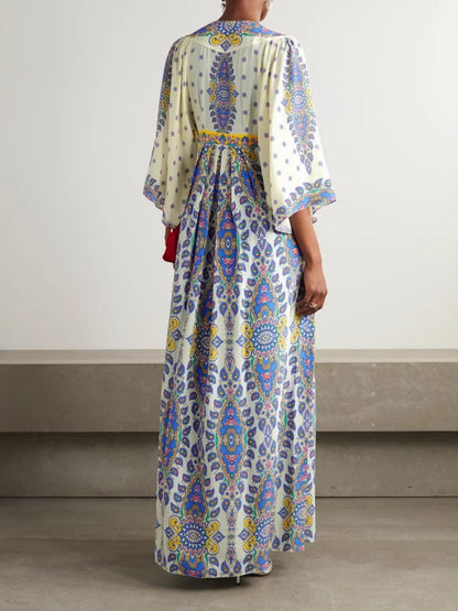 Casual Loose Printed V-Neck Maxi Dress