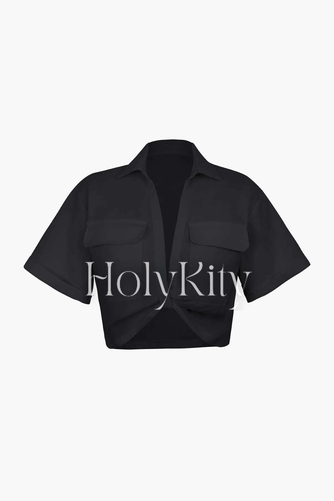 Flap Pocket Twist Hem Shirt