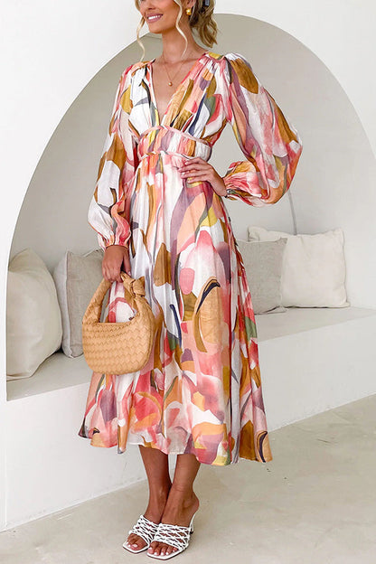 Vestido largo fluido de manga larga con estampado Eclipse Season