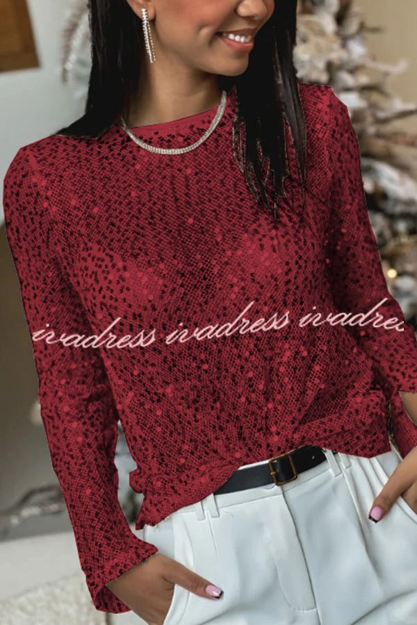 Keep It Shine Sequin Long Sleeve Shift Blouse