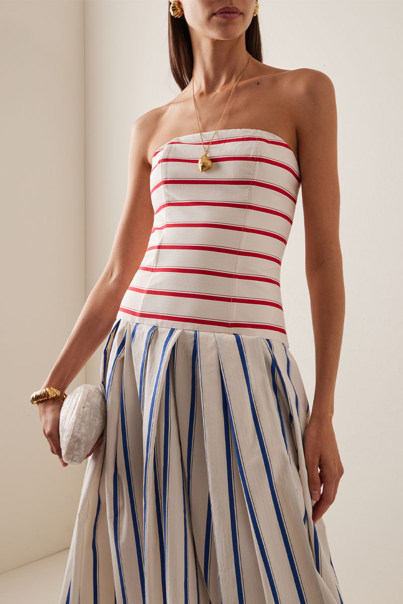 Bandeau Striped Print Sling Maxi Dress