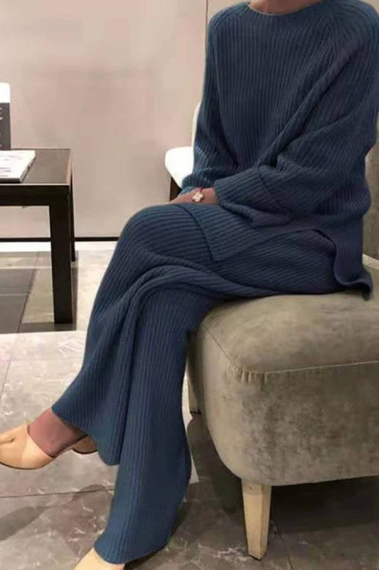 Fashion Rib Knitted Striped Suits