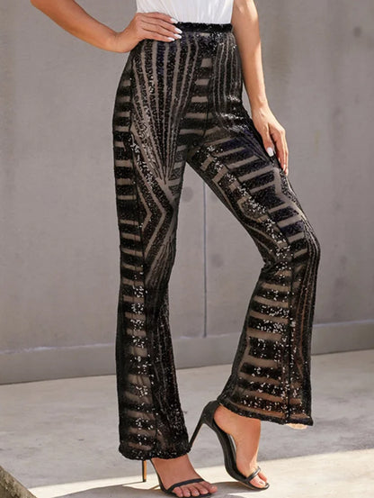 Fashion Sequin High Waist Flared Leg Pants