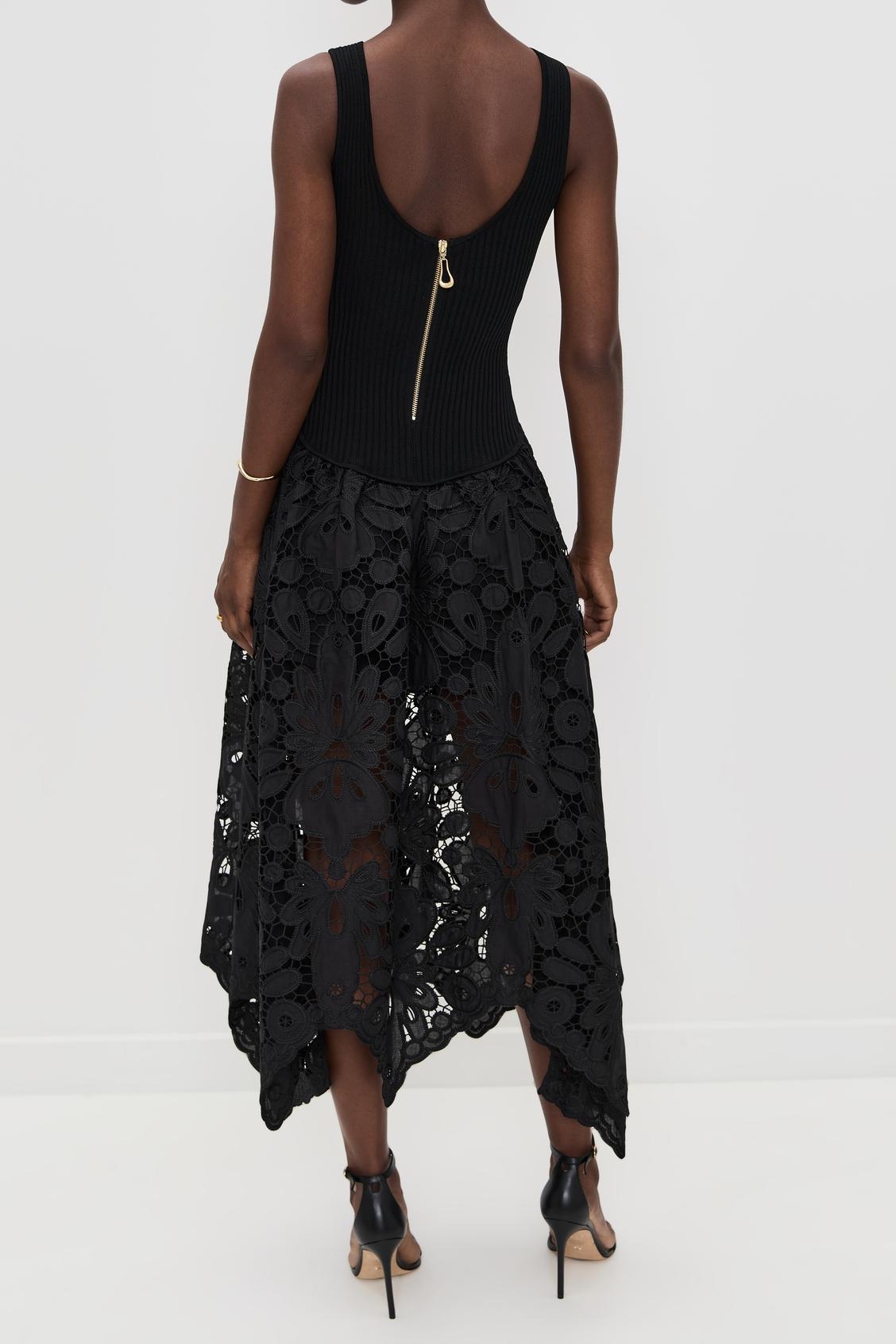 Elegant Sleeveless Lace Midi Dress