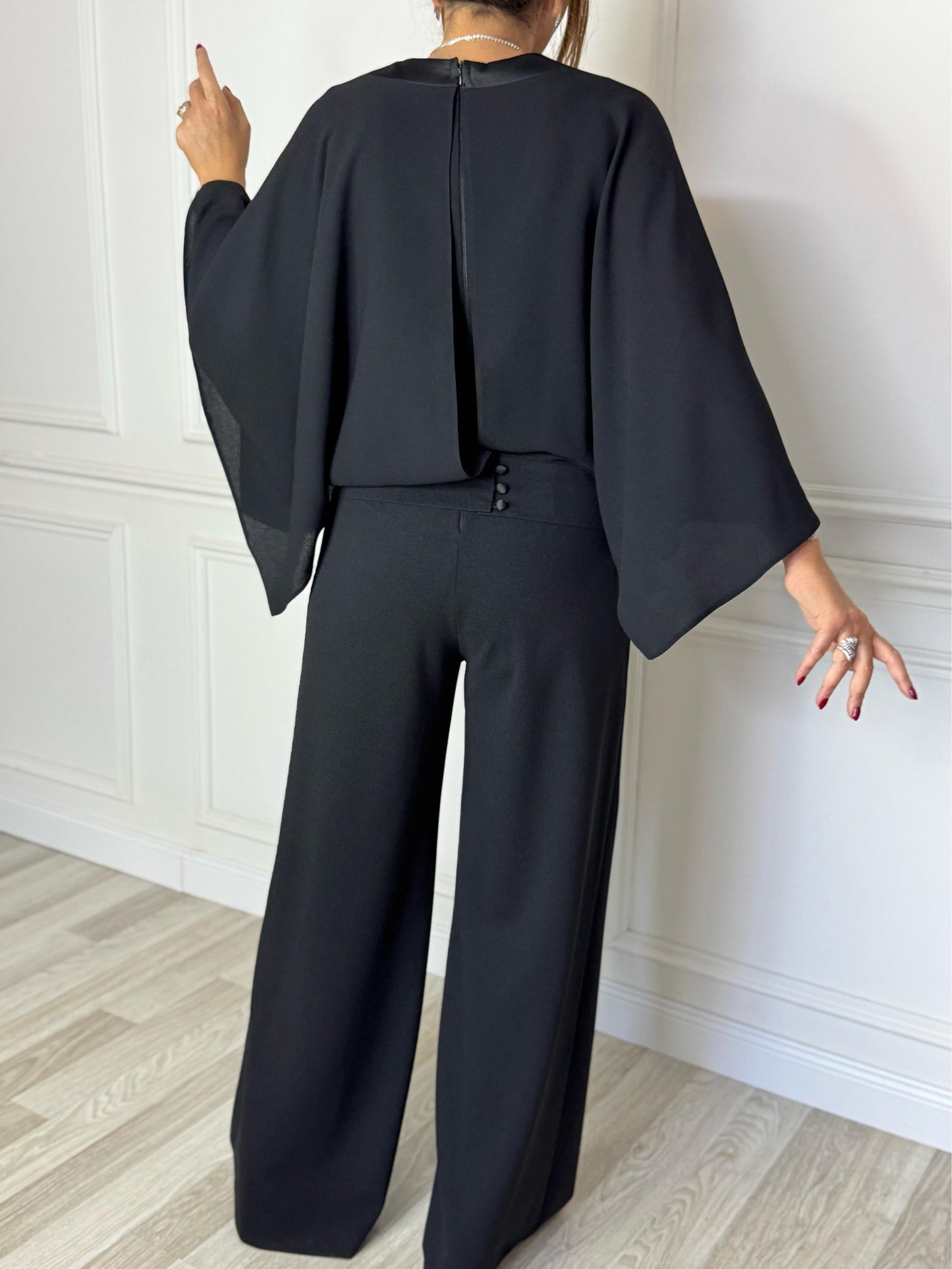 Batwing Sleeve V - Neck Jumpsuit