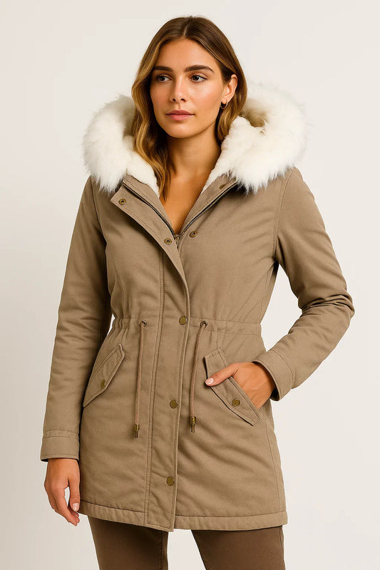 Winter Parka Coat | Faux Fur Hood | Fleece-Lined