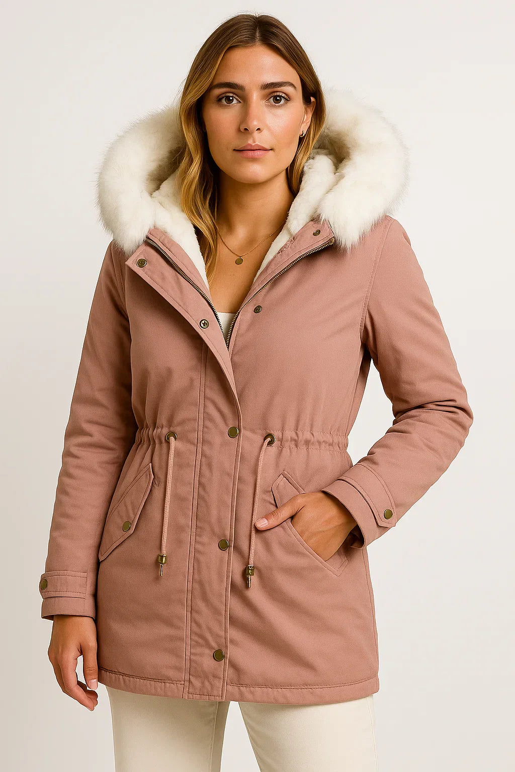 Winter Parka Coat | Faux Fur Hood | Fleece-Lined