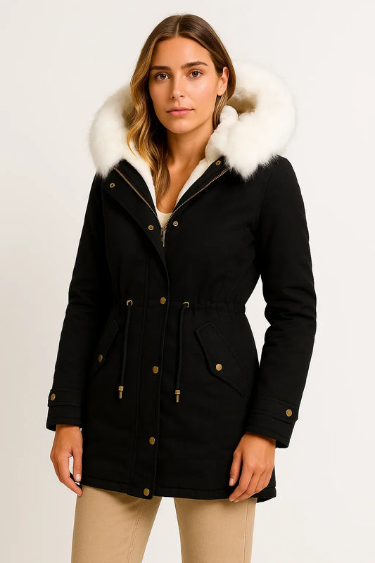 Winter Parka Coat | Faux Fur Hood | Fleece-Lined