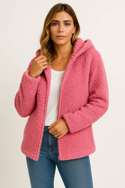 Maison Teddy Fleece Jacket | Hooded Zip-Up Design