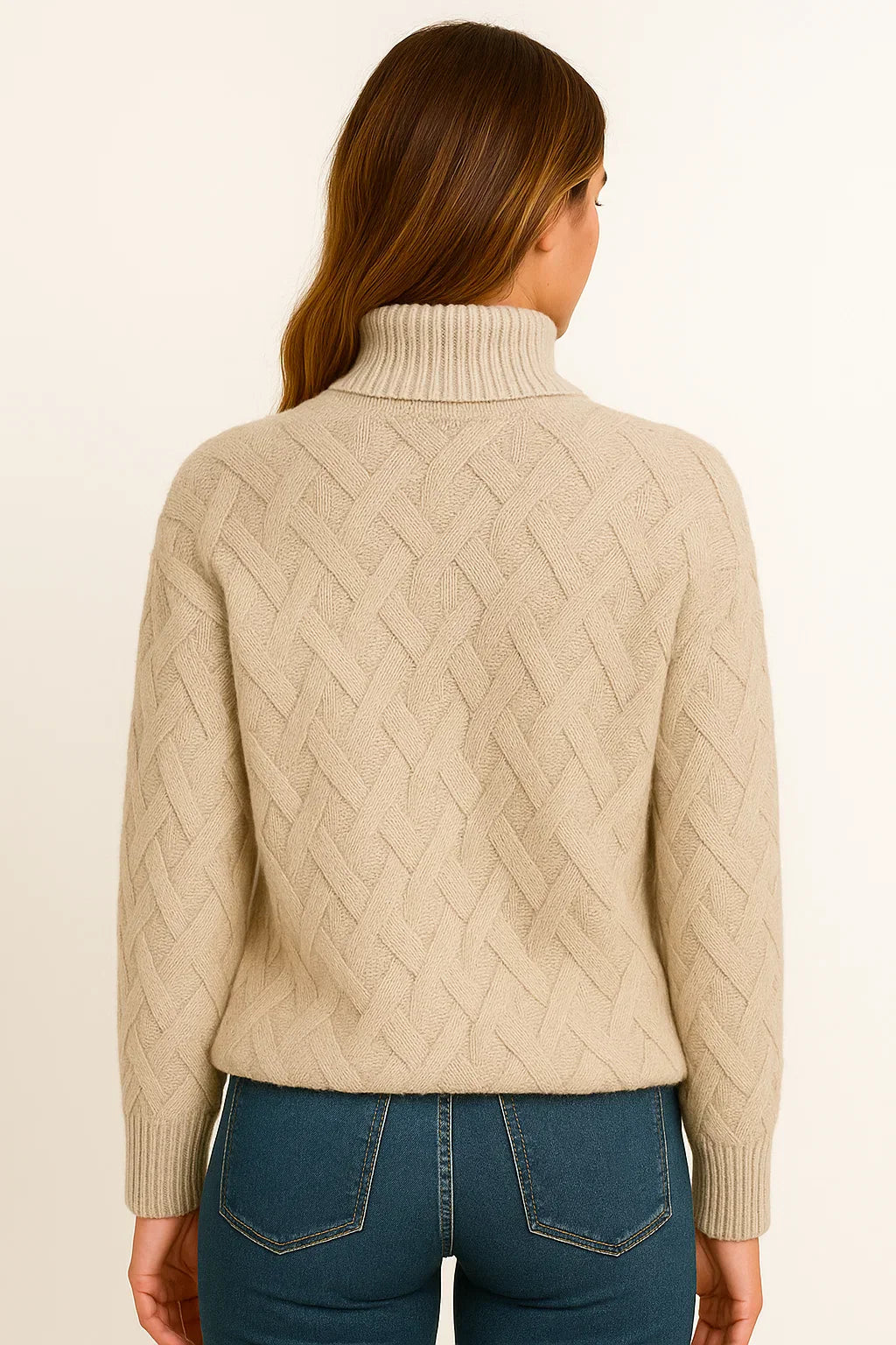 Maison Wool Blend Turtleneck Sweater | Textured Knit Design