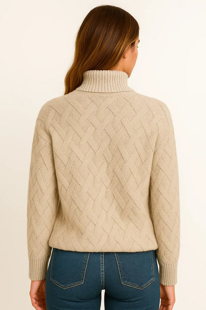 Maison Wool Blend Turtleneck Sweater | Textured Knit Design