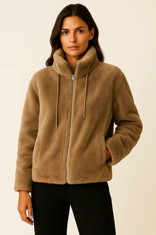 Teddy Fleece Zip Jacket | Stand Collar | MONTAVIEL Maison