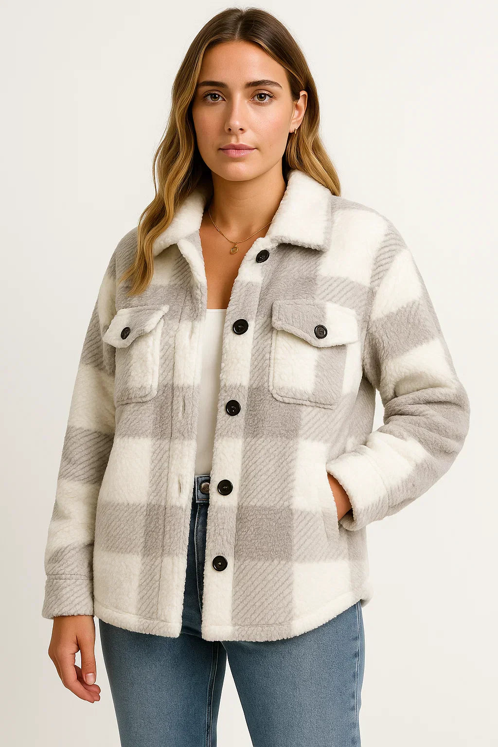 Checked Wool-Blend Overshirt | Button-Up