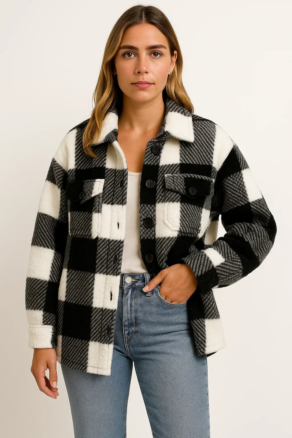 Checked Wool-Blend Overshirt | Button-Up