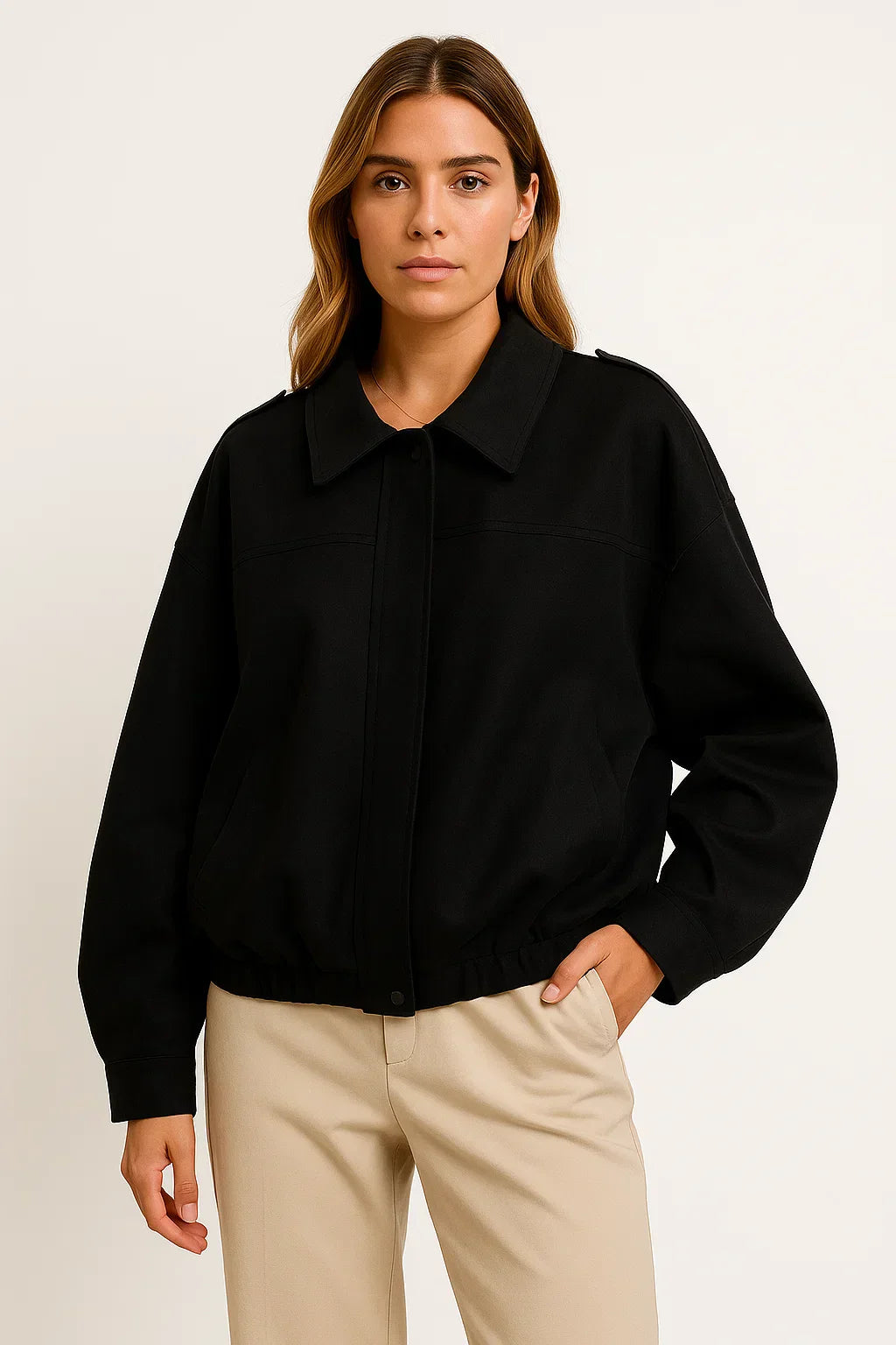 Atelier Faux Suede Bomber Jacket | Relaxed Fit | Zip Closure