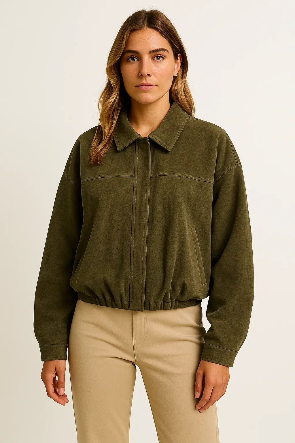 Atelier Faux Suede Bomber Jacket | Relaxed Fit | Zip Closure