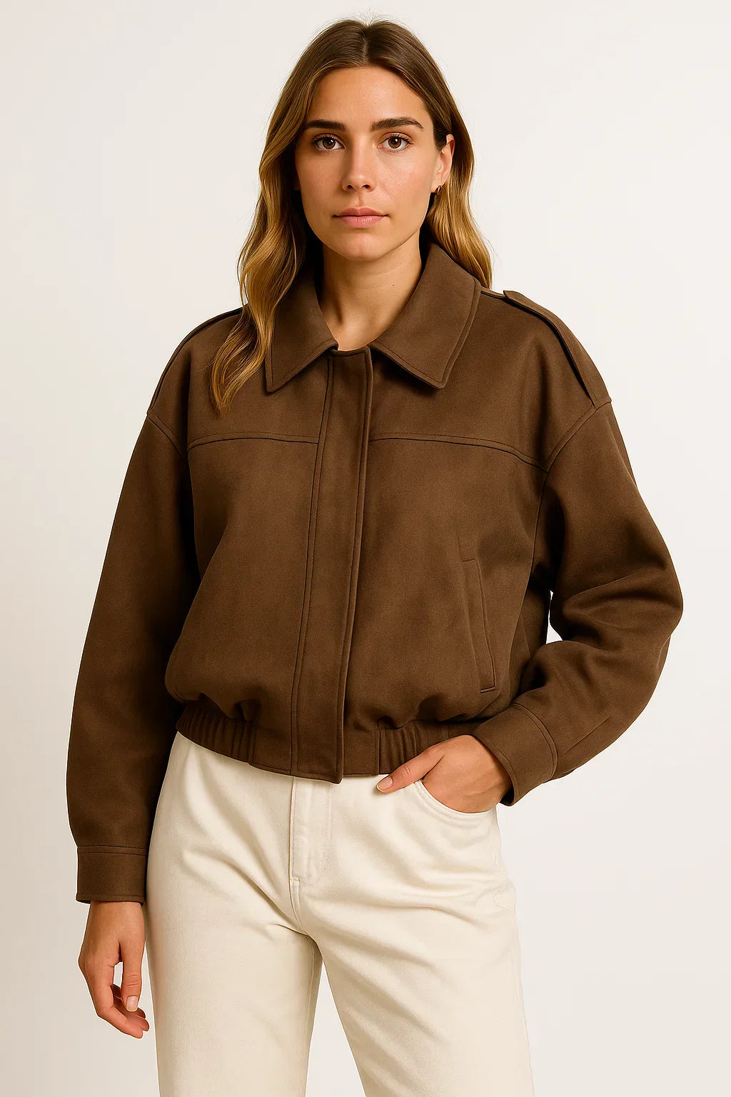 Atelier Faux Suede Bomber Jacket | Relaxed Fit | Zip Closure