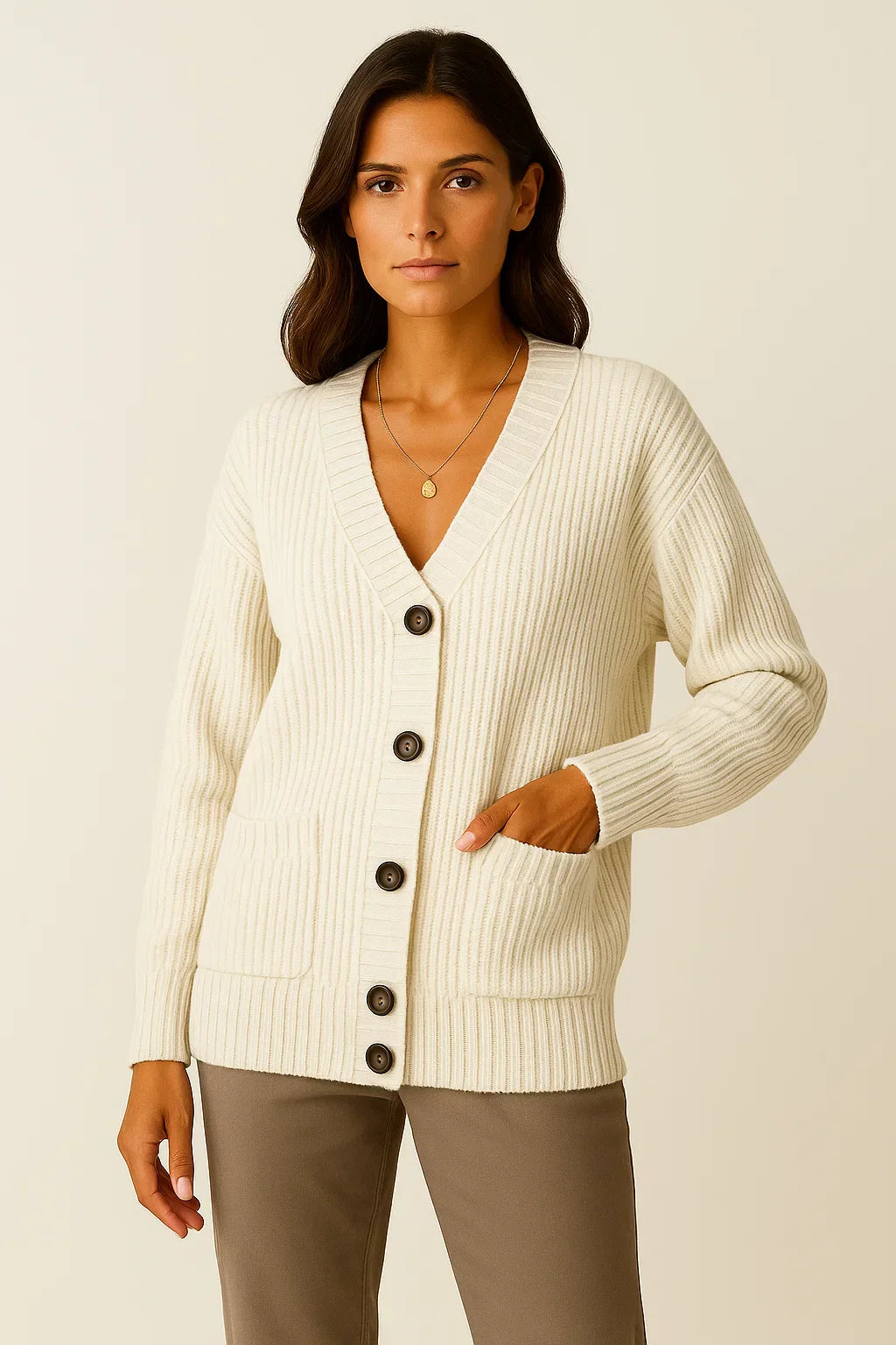 Women’s Oversized Knit Cardigan | V-Neck | Soft Cotton Blend