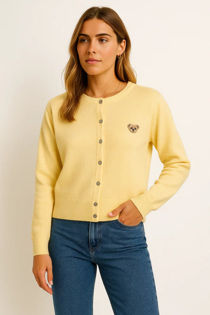 Maison Embroidered Button Cardigan | Cotton Blend Knit | Regular Fit