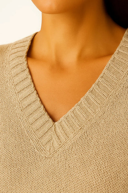 Aurora Open-Knit V-Neck Sweater | Lightweight Cotton Blend | Relaxed Fit