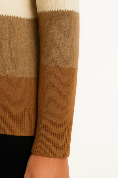 Wool-Blend Striped Sweater | Mock Neck | Relaxed Fit