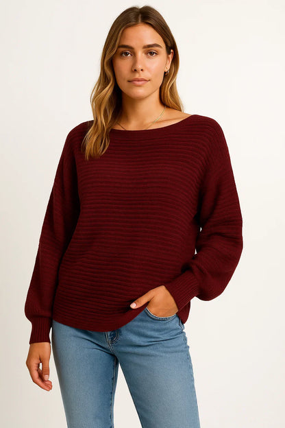 Women’s Textured Knit Sweater | Relaxed Batwing Fit | Soft Cotton Blend