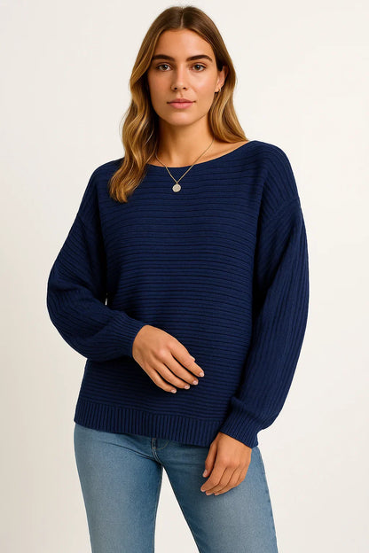 Women’s Textured Knit Sweater | Relaxed Batwing Fit | Soft Cotton Blend