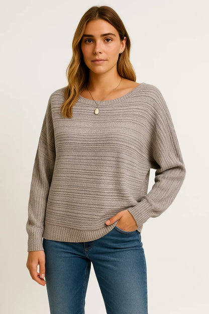 Women’s Textured Knit Sweater | Relaxed Batwing Fit | Soft Cotton Blend