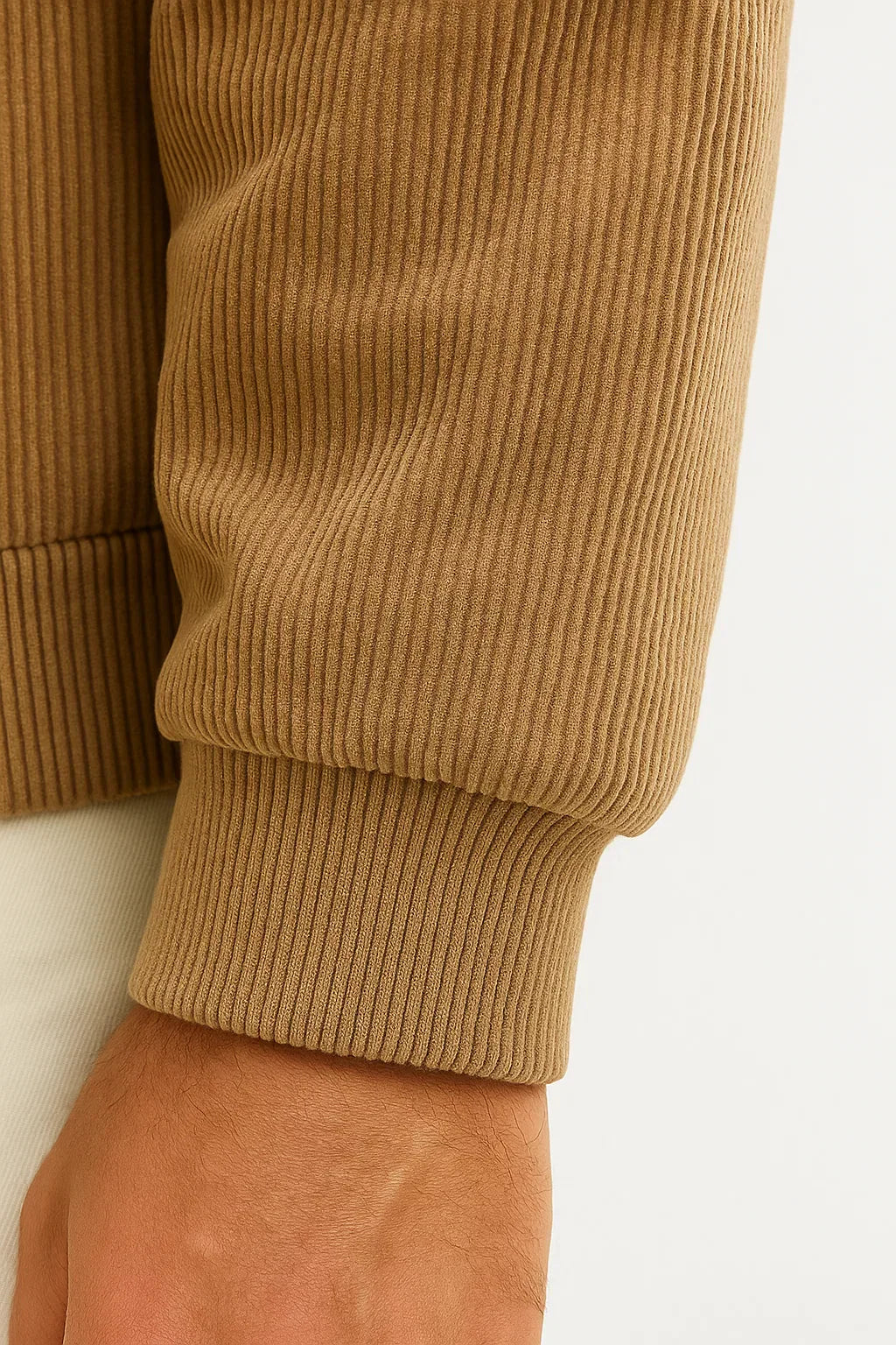 Corduroy Fleece Jacket | Shearling Collar | Zip Front