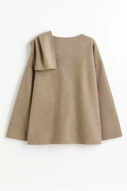 Asymmetric Draped Wool Coat | Scarf Collar Design