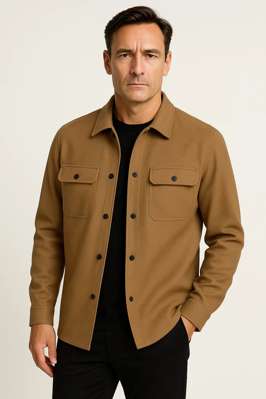 Men’s Wool-Blend Overshirt Jacket | Structured Casual | Water-Resistant Finish
