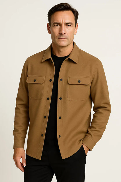 Men’s Wool-Blend Overshirt Jacket | Structured Casual | Water-Resistant Finish