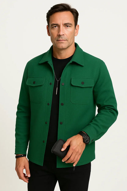 Men’s Wool-Blend Overshirt Jacket | Structured Casual | Water-Resistant Finish