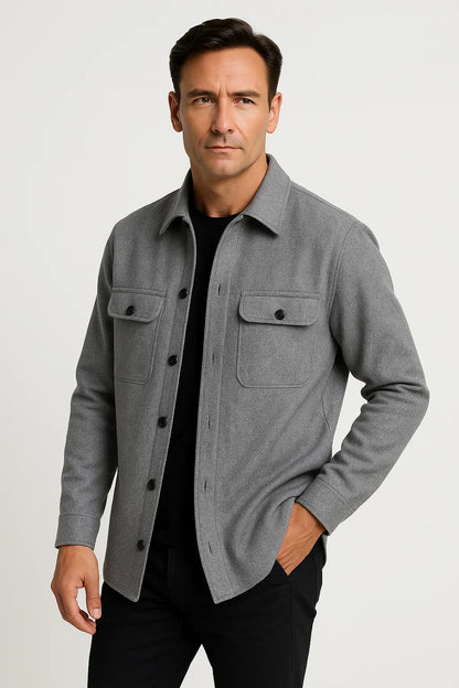 Men’s Wool-Blend Overshirt Jacket | Structured Casual | Water-Resistant Finish