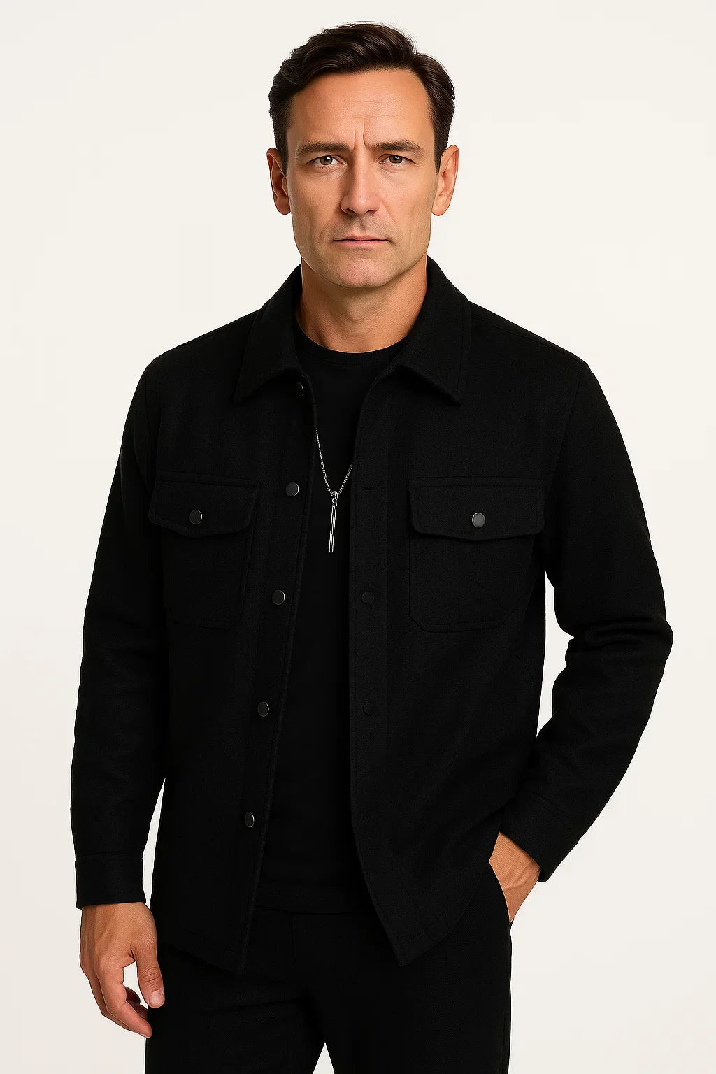 Men’s Wool-Blend Overshirt Jacket | Structured Casual | Water-Resistant Finish