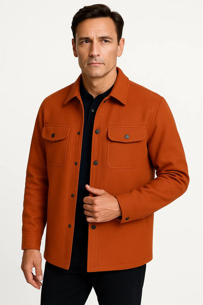 Men’s Wool-Blend Overshirt Jacket | Structured Casual | Water-Resistant Finish