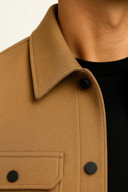 Men’s Wool-Blend Overshirt Jacket | Structured Casual | Water-Resistant Finish