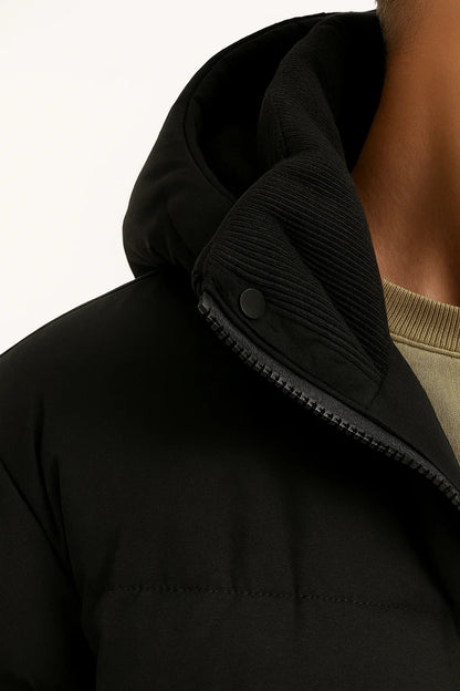 Men’s Hooded Puffer Jacket | Insulated Cotton Blend | Winter Warmth