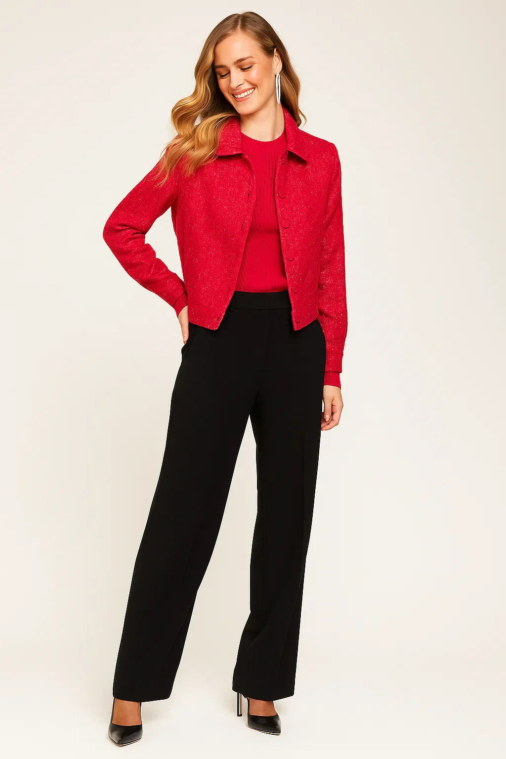 Textured Short Jacket | Structured Collar | Vibrant Finish