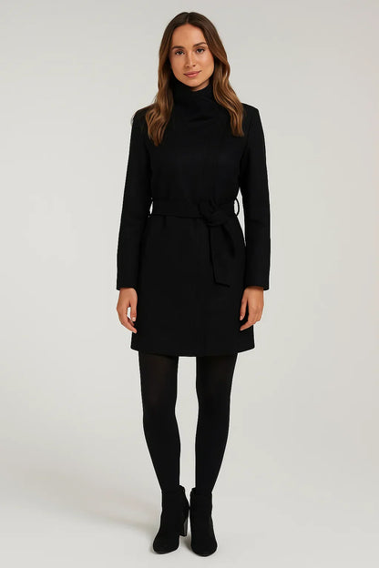 Belted Winter Coat | High Neck Collar | Minimalist Silhouette