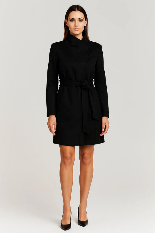 Belted Winter Coat | High Neck Collar | Minimalist Silhouette