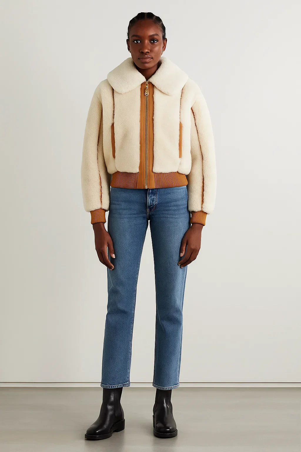 Fleece Bomber Jacket | Contrast Trim | Turn-Down Collar