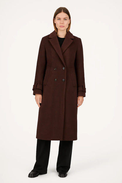 Maison Wool Blend Long Coat | Double-Breasted Classic Fit | Winter Elegance