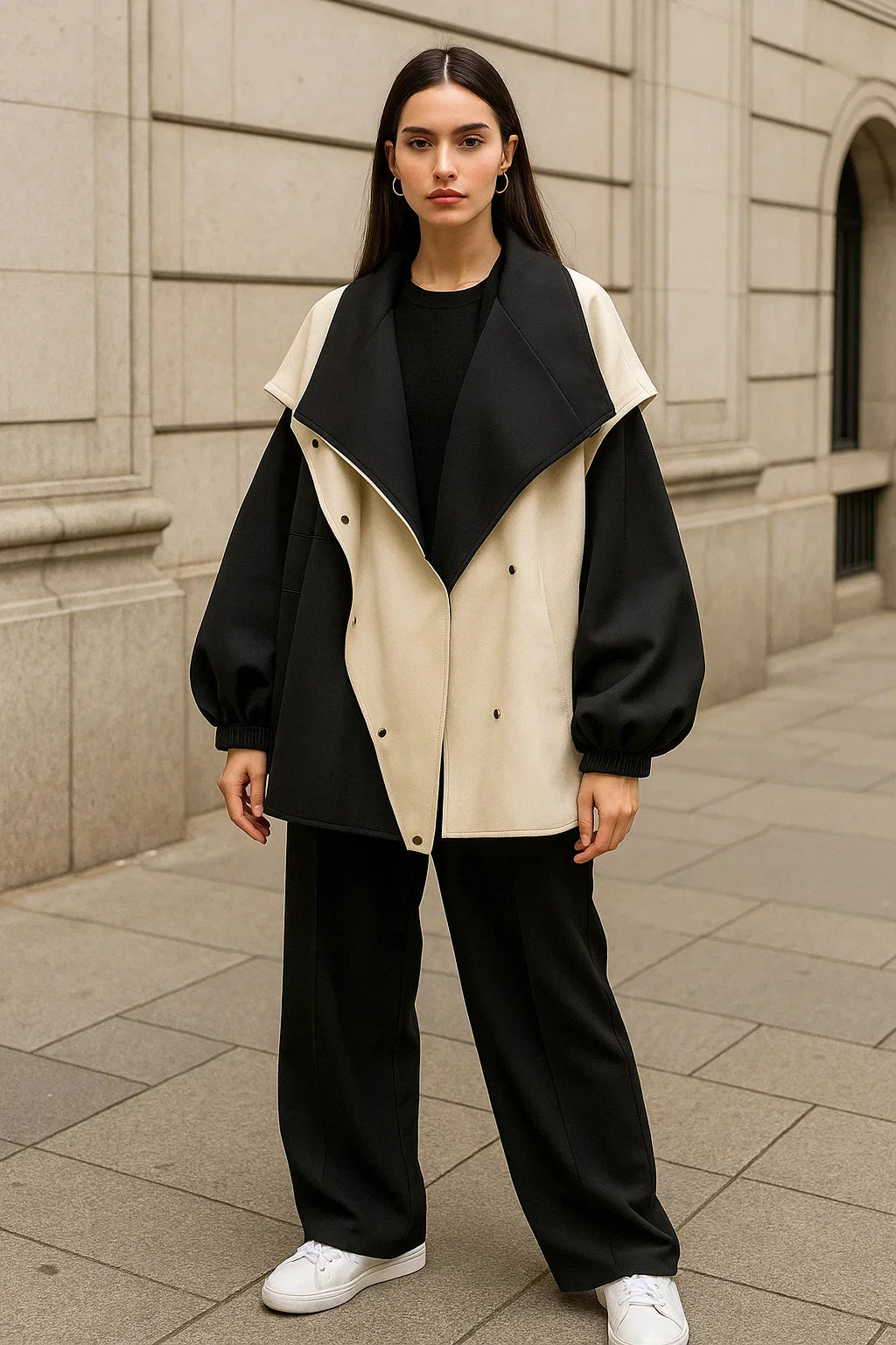 Voyage Two-Tone Oversized Jacket | Modern Contrast Design | Lightweight Layer