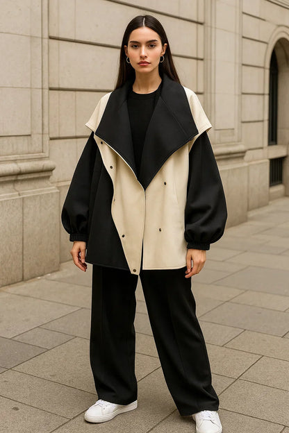 Voyage Two-Tone Oversized Jacket | Modern Contrast Design | Lightweight Layer