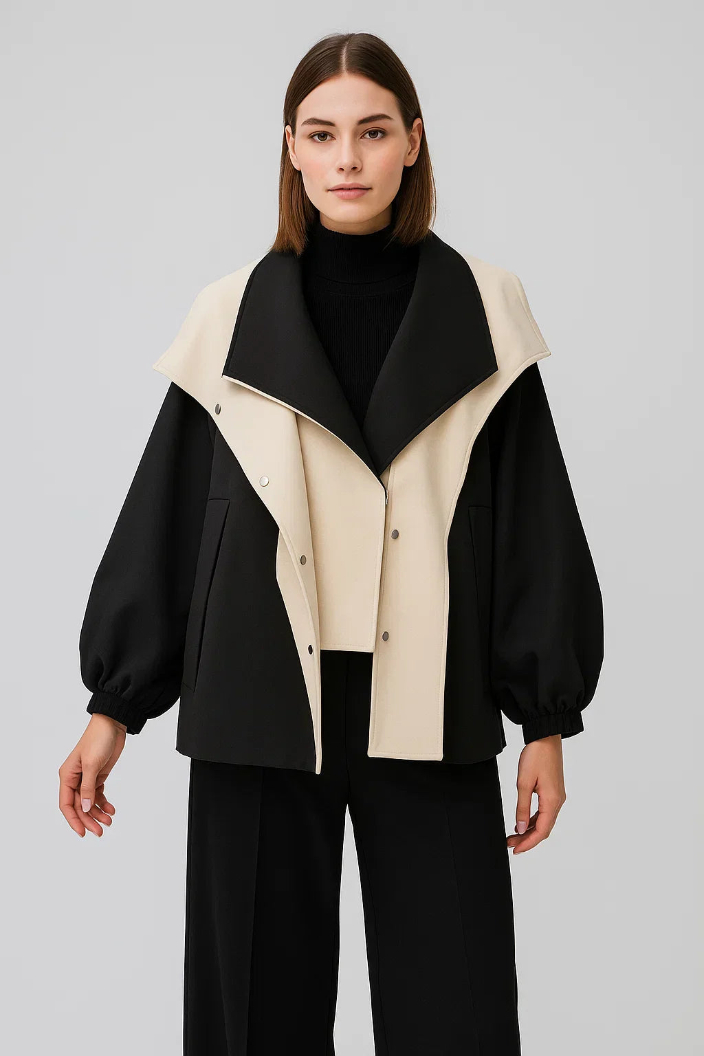 Voyage Two-Tone Oversized Jacket | Modern Contrast Design | Lightweight Layer