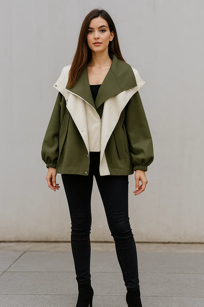 Voyage Two-Tone Oversized Jacket | Modern Contrast Design | Lightweight Layer