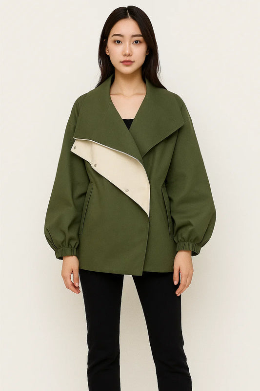Voyage Two-Tone Oversized Jacket | Modern Contrast Design | Lightweight Layer