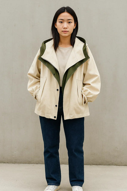 Voyage Two-Tone Oversized Jacket | Modern Contrast Design | Lightweight Layer